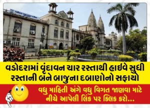 વડોદરામાં વૃંદાવન ચાર રસ્તાથી હાઇવે સુધી રસ્તાની બંને બાજુના દબાણોનો સફાયો