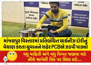 માંજલપુર વિસ્તારમાં પ્રતિબંધિત ચાઈનીઝ દોરીનું વેચાણ કરતા શખ્સને શહેર PCBએ ઝડપી પાડ્યો