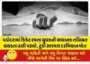 વડોદરામાં ક્રિકેટ રમતા યુવકની અચાનક તબિયત લથડતા ઢળી પડ્યો, ટૂંકી સારવાર દરમિયાન મોત