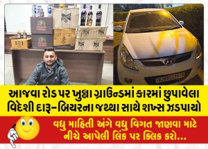 આજવા રોડ પર ખુલ્લા ગ્રાઉન્ડમાં કારમાં છુપાવેલા વિદેશી દારૂ-બિયરના જથ્થા સાથે શખ્સ ઝડપાયો