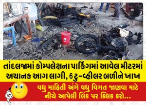 તાંદલજામાં કોમ્પલેક્ષના પાર્કિંગમાં આવેલ મીટરમાં અચાનક આગ લાગી, 6 ટુ-વ્હીલર બળીને ખાખ