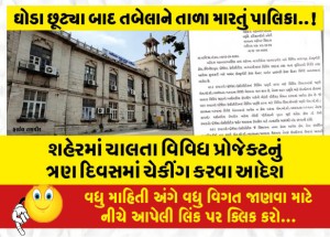 શહેરમાં ચાલતા વિવિધ પ્રોજેક્ટનું ત્રણ દિવસમાં ચેકીંગ કરવા આદેશ