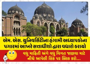 એમ. એસ. યુનિવર્સિટીના હંગામી અધ્યાપકોના પગારમાં આખરે સત્તાધીશો દ્વારા વધારો કરાયો