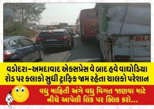 વડોદરા-અમદાવાદ એક્સપ્રેસ વે બાદ હવે વાઘોડિયા રોડ પર કલાકો સુધી ટ્રાફિક જામ રહેતા ચાલકો પરેશાન