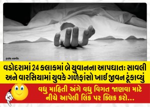 વડોદરામાં 24 કલાકમાં બે યુવાનના આપઘાતઃ સાવલી અને વારસિયામાં યુવકે ગળેફાંસો ખાઈ જીવન ટૂંકાવ્યું