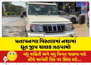 પ્રતાપનગર વિસ્તારમાં નશામાં ધૂર્ત જીપ ચાલક ઝડપાયો