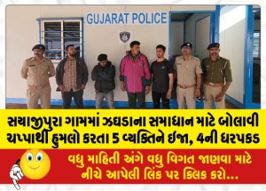 સયાજીપુરા ગામમાં ઝઘડાના સમાધાન માટે બોલાવી ચપ્પાથી હુમલો, 5 વ્યક્તિને ઇજા, 4ની ધરપકડ