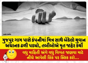 મુજપુર ગામ પાસે કંપનીમાં મિત્ર સાથે બેઠેલો યુવાન અચાનક ઢળી પડ્યો, તબીબોએ મૃત જાહેર કર્યેા