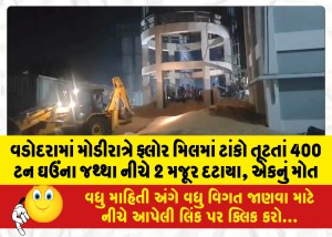 વડોદરામાં મોડીરાત્રે ફ્લોર મિલમાં ટાંકો તૂટતાં 400 ટન ઘઉંના જથ્થા નીચે 2 મજૂર દટાયા, એકનું મોત