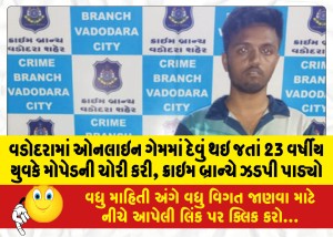 વડોદરામાં ઓનલાઇન ગેમમાં દેવું થઇ જતાં 23 વર્ષીય યુવકે મોપેડની ચોરી કરી, ક્રાઇમ બ્રાન્ચે ઝડપી પાડ્યો