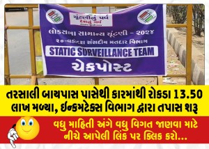 તરસાલી બાયપાસ પાસેથી કારમાંથી રોકડા 13.50 લાખ મળ્યા, ઇન્કમટેક્સ વિભાગ દ્વારા તપાસ શરૂ