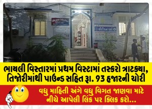 ભાયલી વિસ્તારમાં પ્રથમ વિસ્ટામાં તસ્કરો ત્રાટક્યા, તિજોરીમાંથી પાઉન્ડ સહિત રૂા. 93 હજારની ચોરી