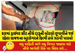 કારમાં ડ્રાઇવર સીટ નીચે દારૂની બોટલો છૂપાવીને જઇ રહેલા ઘાયજ ગામનો તડીપાર બૂટલેગર ઝડપાયો