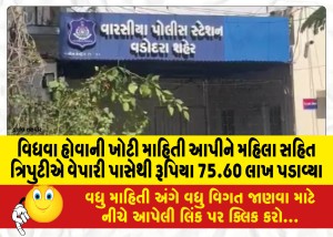 વિધવા હોવાની ખોટી માહિતી આપીને મહિલા સહિત ત્રિપુટીએ વેપારી પાસેથી રૂપિયા 75.60 લાખ પડાવ્યા