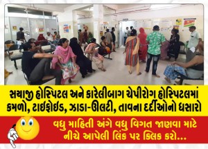 સયાજી હોસ્પિટલ અને કારેલીબાગ ચેપીરોગ હોસ્પિટલમાં કમળો, ટાઇફોઇડ, ઝાડા-ઊલટી, તાવના દર્દીઓનો ધસારો