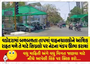વડોદરામાં બળબળતા તાપમાં વાહનચાલકોને આંશિક રાહત મળે તે માટે સિગ્નલો પર નેટના મંડપ ઊભા કરાયાં
