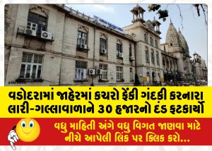 વડોદરામાં જાહેરમાં કચરો ફેંકી ગંદકી કરનારા લારી-ગલ્લાવાળાને ૩૦ હજારનો દંડ ફટકાર્યો
