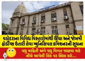 વડોદરાના વિવિધ વિસ્તારોમાંથી ઊંચા અને જોખમી હોર્ડીંગ્સ ઉતારી લેવા મ્યુનિસિપલ કમિશનરની સૂચના