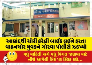આણંદથી ચોરી કરેલી બાઈક લઇને ફરતા વાહનચોર યુવકને ગોરવા પોલીસે ઝડપ્યો
