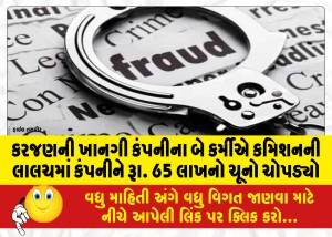 કરજણની ખાનગી કંપનીના બે કર્મીએ કમિશનની લાલચમાં કંપનીને રૂા. 65 લાખનો ચૂનો ચોપડ્યો