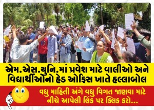 એમ.એસ.યુનિ.માં પ્રવેશ માટે વાલીઓ અને વિદ્યાર્થીઓનો હેડ ઓફિસ ખાતે હલ્લાબોલ
