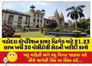 વડોદરા કોર્પોરેશન ફાયર બ્રિગેડ માટે 21.23 લાખ ખર્ચે 30 વોકીટોકી સેટની ખરીદી કરશે
