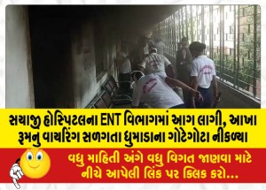 સયાજી હોસ્પિટલના ENT વિભાગમાં આગ લાગી, આખા રૂમનું વાયરિંગ સળગતા ધુમાડાના ગોટેગોટા નીકળ્યા