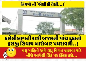 કારેલીબાગની રાત્રી બજારની પાંચ દુકાનો હરાજી સિવાય બારોબાર પધરાવાશે..!