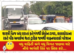 શાસ્ત્રી બ્રિજ બંધ કરાતાં ફતેગંજથી સેફ્રોન ટાવર, કાલાઘોડાના રસ્તે પીક અવર્સમાં થતાં ટ્રાફિક જામથી વાહનચાલકો પરેશાન