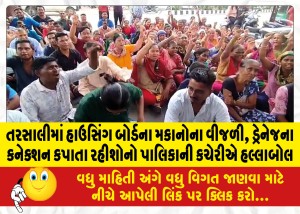 તરસાલીમાં હાઉસિંગ બોર્ડના મકાનોના વીજળી, ડ્રેનેજના કનેક્શન કપાતા રહીશોનો પાલિકાની કચેરીએ હલ્લાબોલ