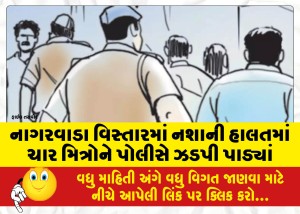 નાગરવાડા વિસ્તારમાં નશાની હાલતમાં ચાર મિત્રોને પોલીસે ઝડપી પાડ્યાં