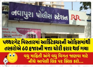 પથ્થરગેટ વિસ્તારમાં આર્કિટેક્ચરની ઓફિસમાંથી તસ્કરોએ 60 હજારની મત્તા ચોરી ફરાર થઇ ગયા
