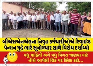 બીએસએનએલના નિવૃત કર્મચારીઓએ રિવાઇઝ પેન્શન મુદ્દે ભારે સૂત્રોચ્ચાર સાથે વિરોધ દર્શાવ્યો