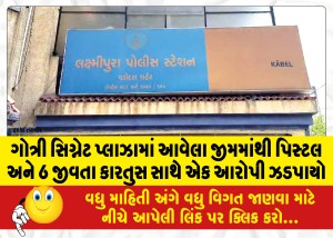 ગોત્રી સિગ્નેટ પ્લાઝામાં આવેલા જીમમાંથી પિસ્ટલ અને 6 જીવતા કારતુસ સાથે એક આરોપી ઝડપાયો