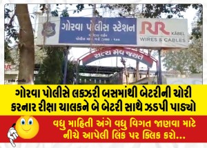 ગોરવા પોલીસે લક્ઝરી બસમાંથી બેટરીની ચોરી કરનાર રીક્ષા ચાલકને બે બેટરી સાથે ઝડપી પાડ્યો