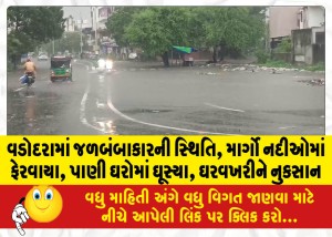 વડોદરામાં જળબંબાકારની સ્થિતિ, માર્ગો નદીઓમાં ફેરવાયા, પાણી ઘરોમાં ઘૂસ્યા, ઘરવખરીને નુકસાન