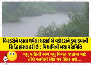 બિલ્ડરોને વ્હાલા થયેલા શાસકોએ વડોદરાને ડુબાડવાની સિદ્ધિ હાંસલ કરી છે : વિશ્વામિત્રી બચાવ સમિતિ