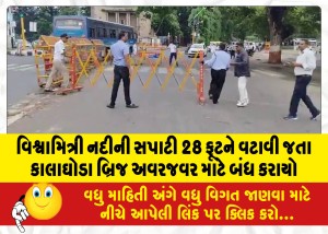 વિશ્વામિત્રી નદીની સપાટી 28 ફૂટને વટાવી જતા કાલાઘોડા બ્રિજ અવરજવર માટે બંધ કરાયો