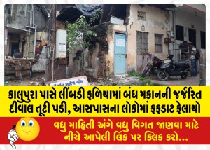 કાલુપુરા પાસે લીંબડી ફળિયામાં બંધ મકાનની જર્જરિત દીવાલ તૂટી પડી, આસપાસના લોકોમાં ફફડાટ ફેલાયો