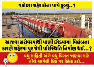 આજવા સરોવરમાંથી પાણી છોડવામાં  વિલંબના કારણે શહેરમાં પુર જેવી પરિસ્થિતિ નિર્માણ થઈ...?