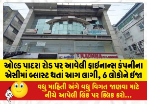 ઓલ્ડ પાદરા રોડ પર આવેલી ફાઇનાન્સ કંપનીના એસીમાં બ્લાસ્ટ થતાં આગ લાગી, 6 લોકોને ઇજા