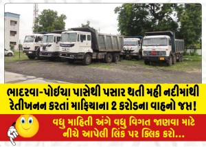 ભાદરવા-પોઇચા પાસેથી પસાર થતી મહી નદીમાંથી રેતીખનન કરતાં માફિયાના 2 કરોડના વાહનો જપ્ત