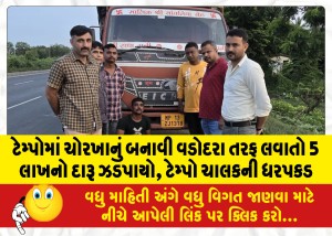 ટેમ્પોમાં ચોરખાનું બનાવી વડોદરા તરફ લવાતો 5 લાખનો દારૂ ઝડપાયો, ટેમ્પો ચાલકની ધરપકડ