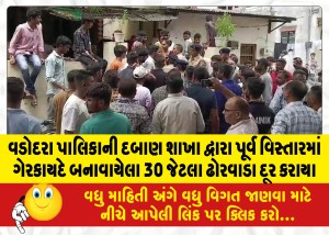 વડોદરા પાલિકાની દબાણ શાખા દ્વારા પૂર્વ વિસ્તારમાં ગેરકાયદે બનાવાયેલા 30 જેટલા ઢોરવાડા દૂર કરાયા