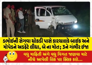 ડભોઇની સેગવા ચોકડી પાસે કારચાલકે બાઇક અને મોપેડને અડફેટે લીધા, બે ના મોત; 3ને ગંભીર ઇજા
