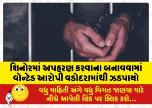 શિનોરમાં અપહરણ કરવાના બનાવવામાં વોન્ટેડ આરોપી વડોદરામાંથી ઝડપાયો