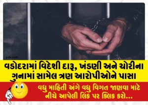 વડોદરામાં વિદેશી દારૂ, ખંડણી અને ચોરીના ગુનામાં સામેલ ત્રણ આરોપીઓને પાસા