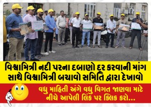 વિશ્વામિત્રી નદી પરના દબાણો દૂર કરવાની માંગ સાથે વિશ્વામિત્રી બચાવો સમિતિ દ્વારા દેખાવો