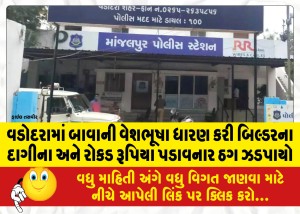 વડોદરામાં બાવાની વેશભૂષા ધારણ કરી બિલ્ડરના દાગીના અને રોકડ રૂપિયા પડાવનાર ઠગ ઝડપાયો