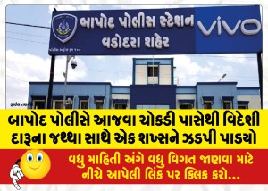 બાપોદ પોલીસે આજવા ચોકડી પાસેથી વિદેશી દારૂના જથ્થા સાથે એક શખ્સને ઝડપી પાડયો